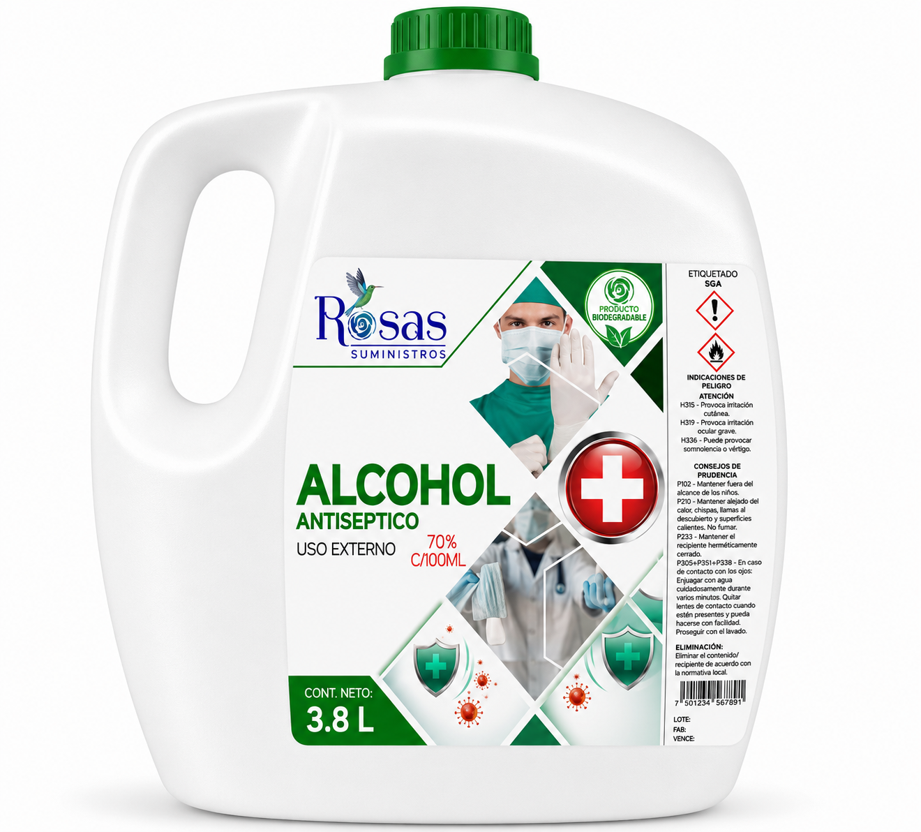 ALCOHOL ANTISEPTICO AL 70% GALON