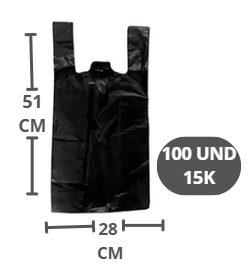 BOLSA PLASTICA NEGRA MANIJA 28*51CM PAQUETE *100UND 15K