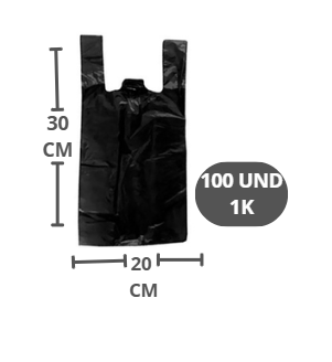 BOLSA PLASTICA NEGRA MANIJA 20*30CM PAQUETE *100UND 1K