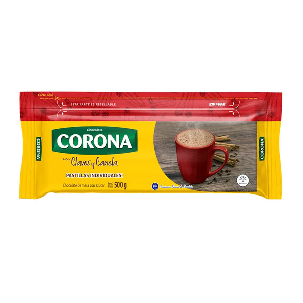CHOCOLATE CORONA CON CLAVOS Y CANELA *500GR