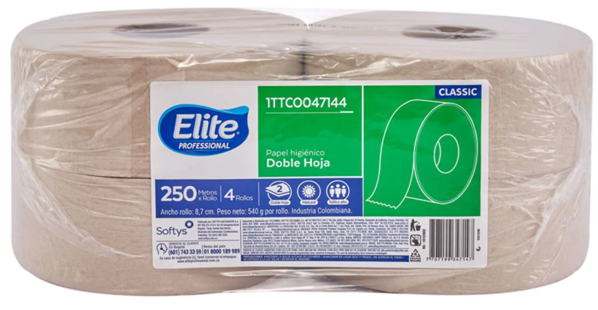 PAPEL HIGIENICO INSTITUCIONAL ELITTE NATURAL DH *250MT