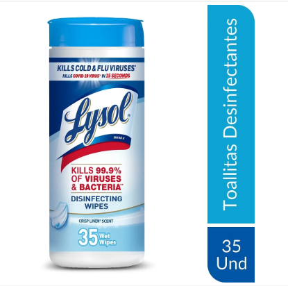 TOALLAS DESINFECTANTES LYSOL FRASCO *35UND