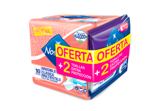 TOALLAS NOSOTRAS INVISIBLE CLASICA PQ 10UND+2