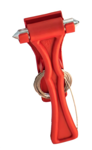 MARTILLO DE EMERGENCIA CON SOPORTE, GUAYA Y TAPA PROTECTORA