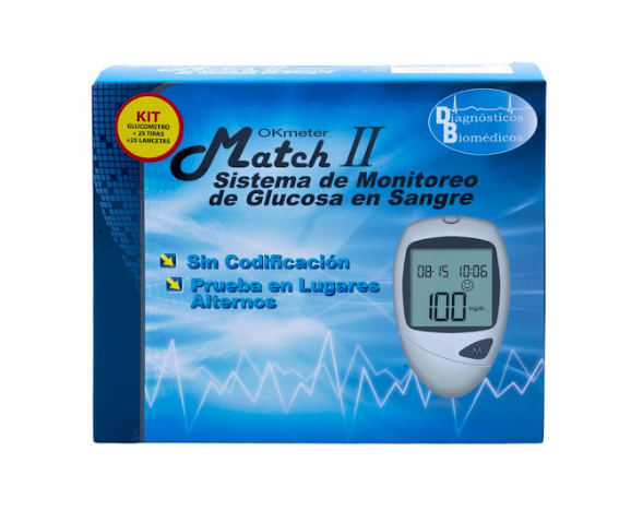 TIRILLA REACTIVA PARA GLUCOSA MATCH II CAJA *50UND TIRAS Y LANCETAS