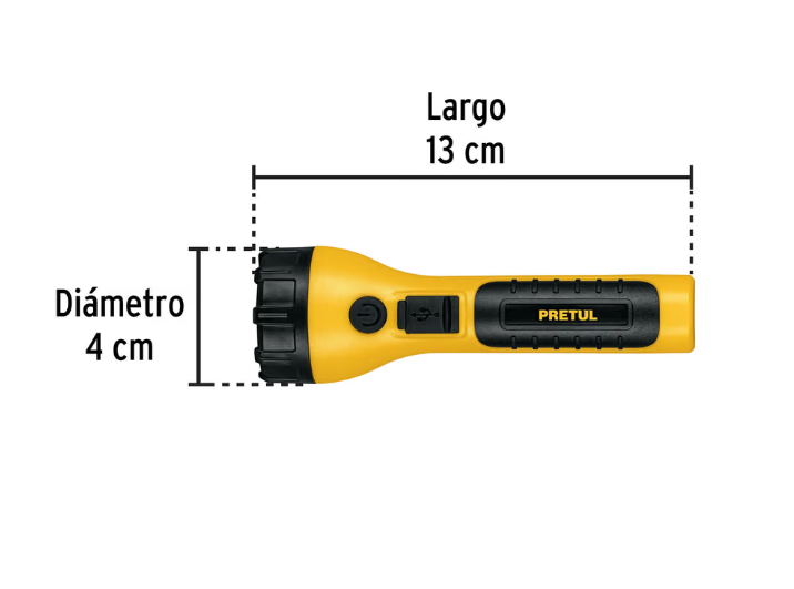 LINTERNA LED RECARGABLE PRETUL