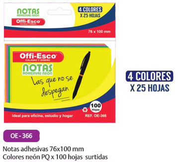 POST IT 76*100 100 HOJAS COLORES SURTIDOS