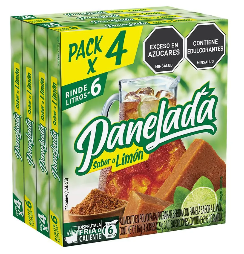 PANELADA SABOR LIMON PACK * 4 CAJAS DE 4 SOBRES C/U