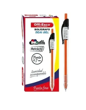 ESFERO SEMIGEL OFFI ESCO RETRACTIL REF 0E052F CAJA *12UND 1 COLOR