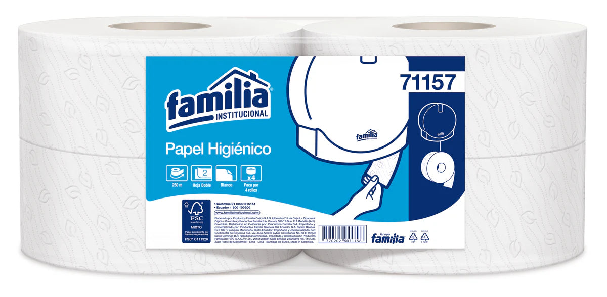 PAPEL HIGIENICO FAMILIA REF 71132 BLANCO PACA *4 ROLLOS *250MT C/U