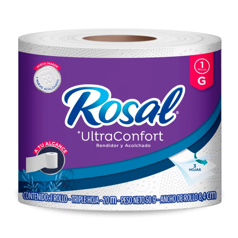 PAPEL HIGIENICO ROSAL *20MT TRIPLE HOJA