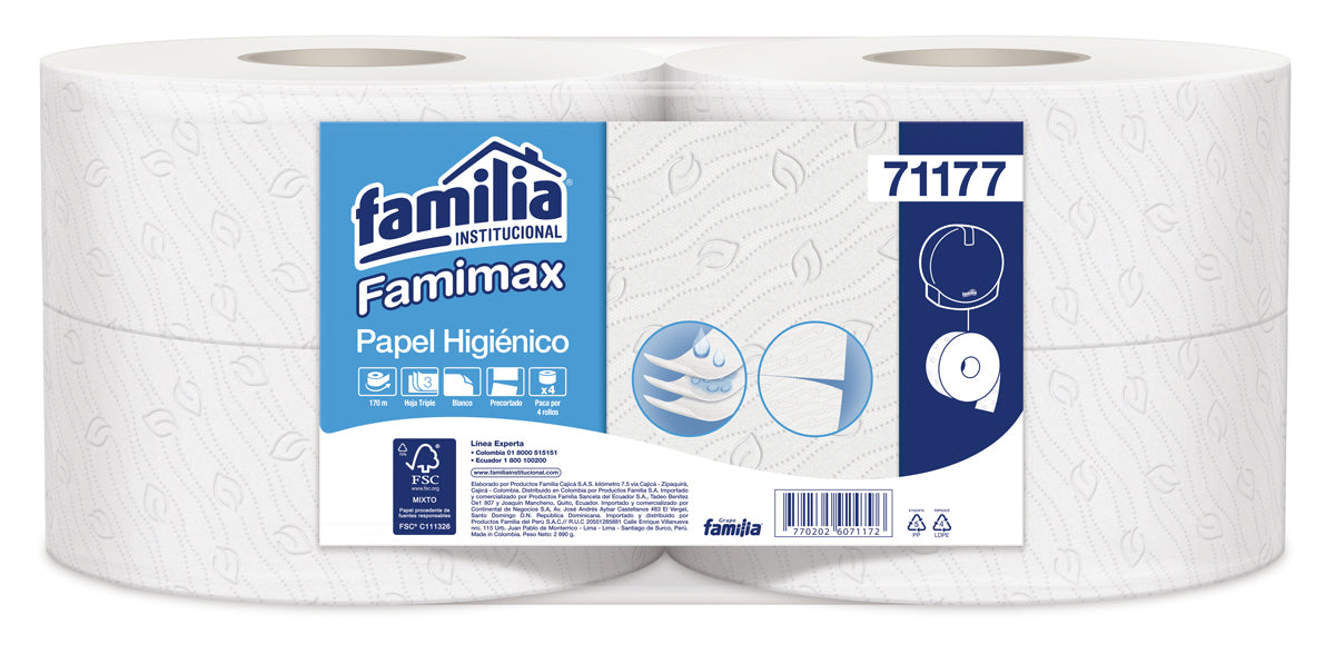 PAPEL HIG, BLANCO JUMBO FAMILIA REF 71178 * 4 ROLLOS *170MT