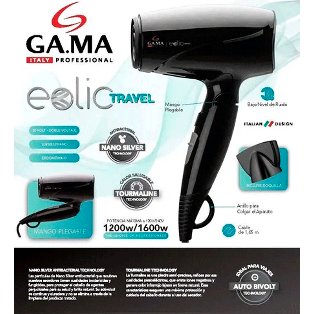 SECADOR DE PELO MINI MARCA GAMA EOLIC