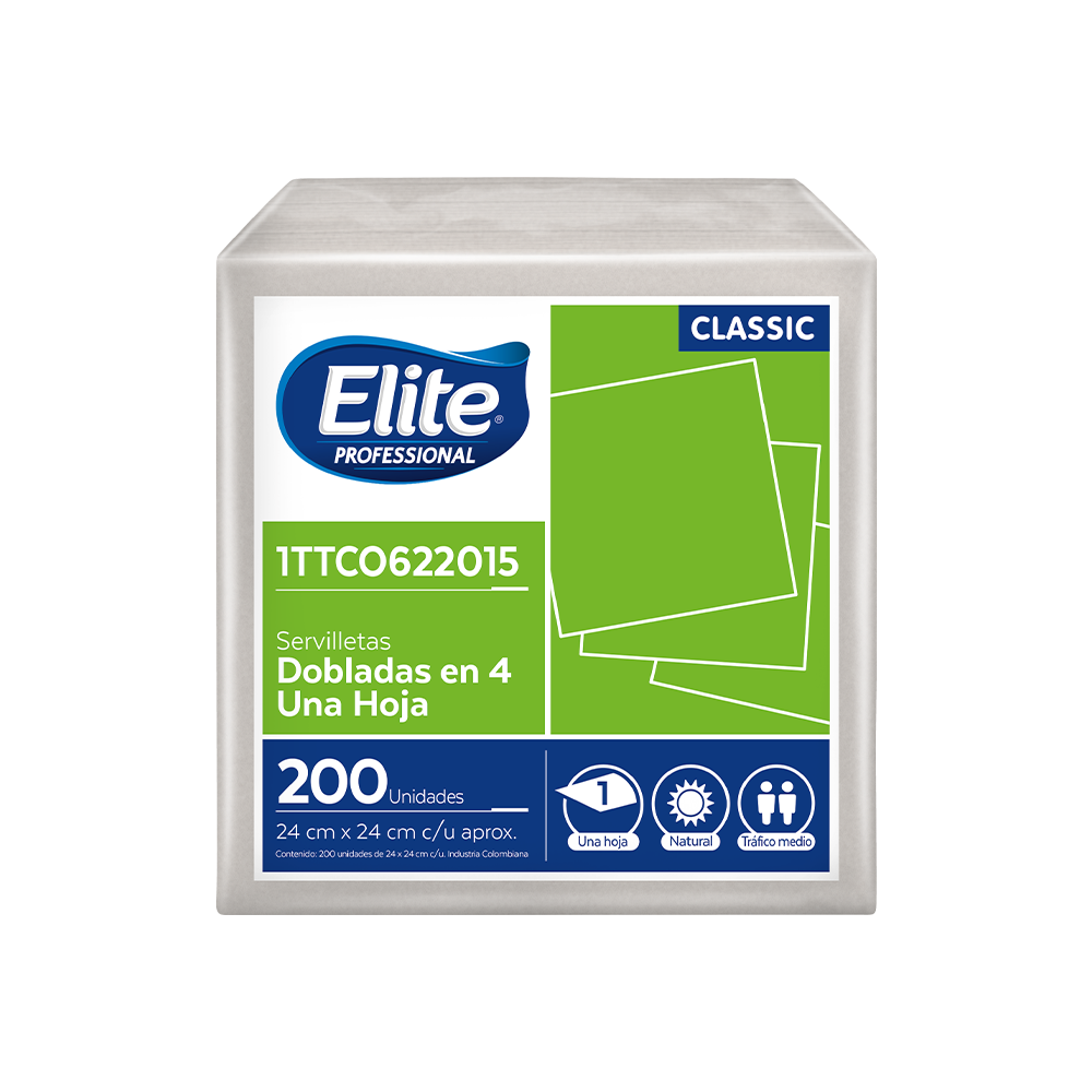 SERVILLETA ECOLÓGICA ELITE DOBLADA EN 4 UH X 200 UND