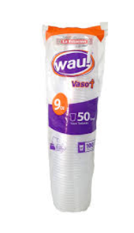 VASO DESECHABLE 9OZ TRANSPARENTE PAQUETE *50UND
