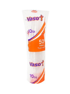 VASO DESECHABLE TRANSPARENTE 10OZ PAQUETE *50UND