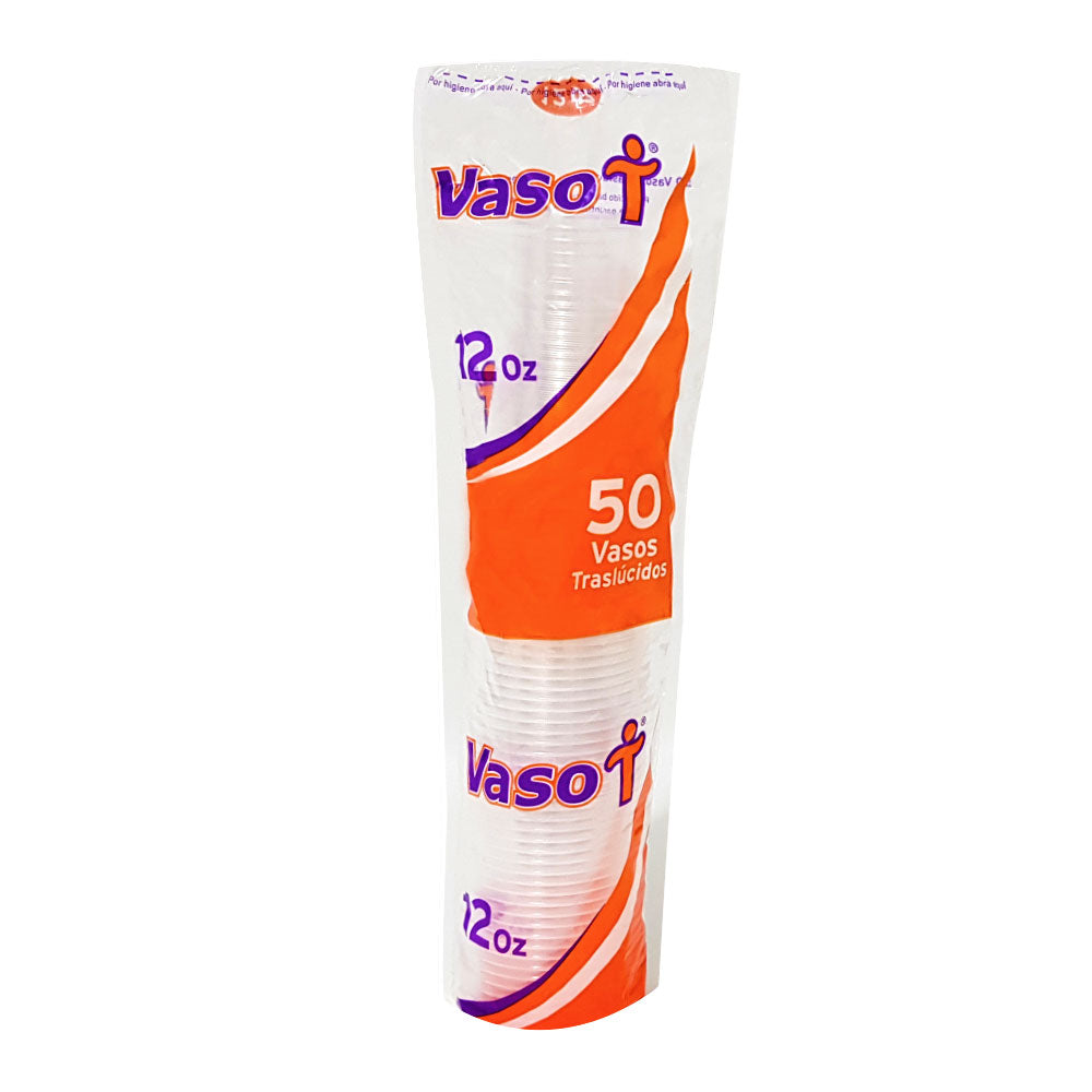 VASO DESECHABLE TRANSPARENTE 12OZ PAQUETE *50UND